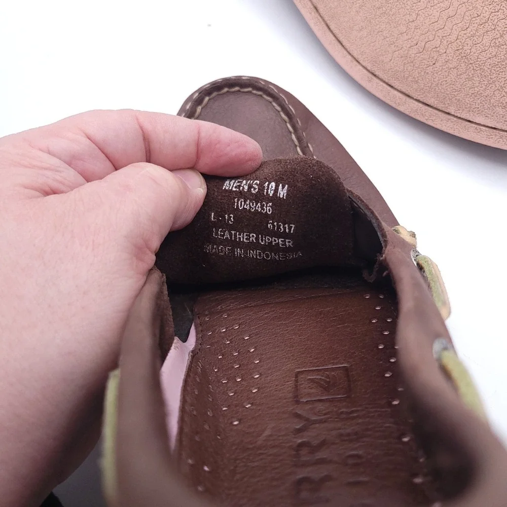 Sperry Top Sider Gore Boat Shoes Mens Sz 10 Brown Amaretto Pink Color Pop Sole